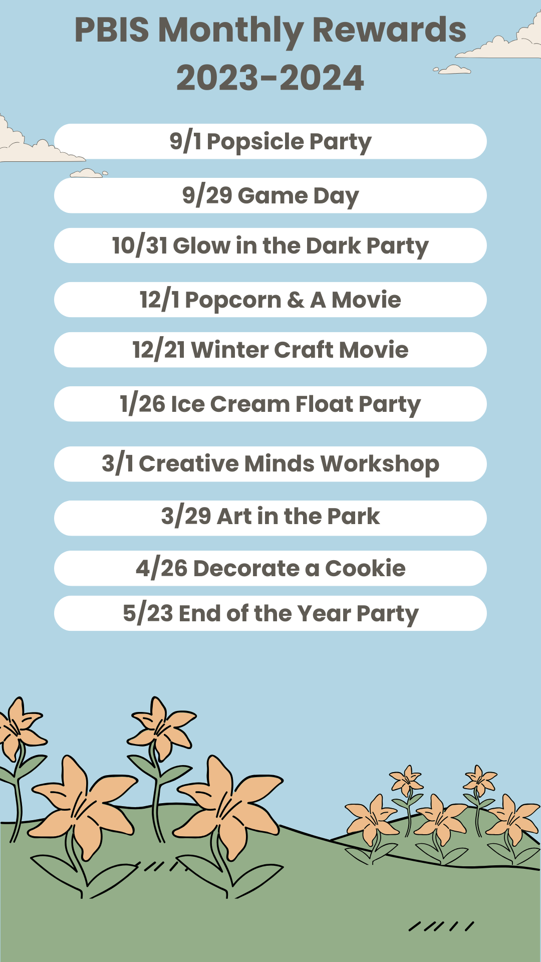 PBIS Monthly Rewards PBIS Monthly Rewards